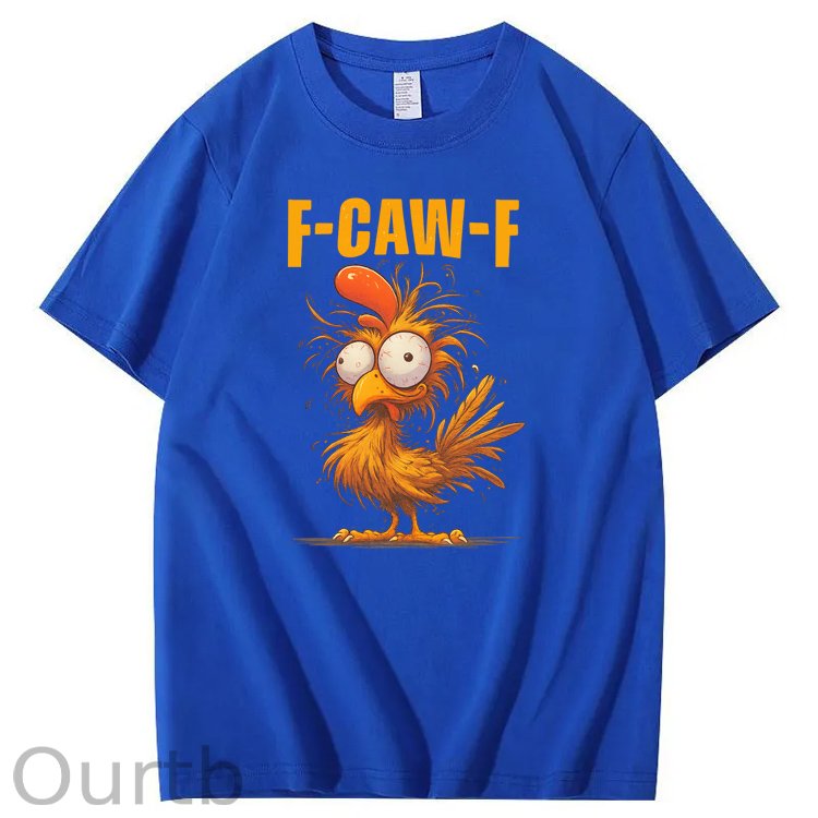 F-Caw-F Crazy Chicken Pattern100% Cotton T-Shirt
