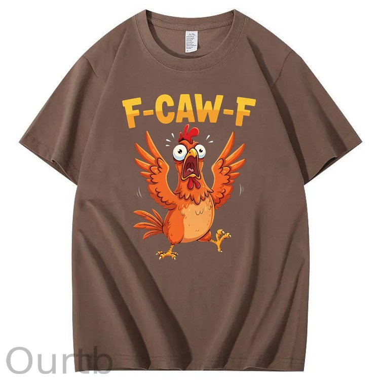 F-Caw-F Crazy Jumped Chicken Pattern100% Cotton T-Shirt