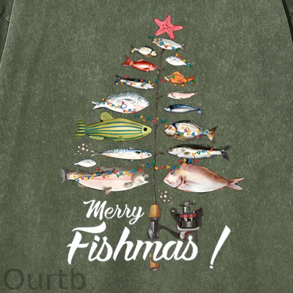Merry Fishmas Print Unisex T-shirt