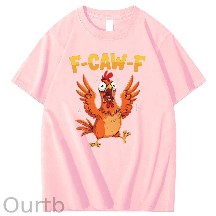 F-Caw-F Crazy Jumped Chicken Pattern100% Cotton T-Shirt