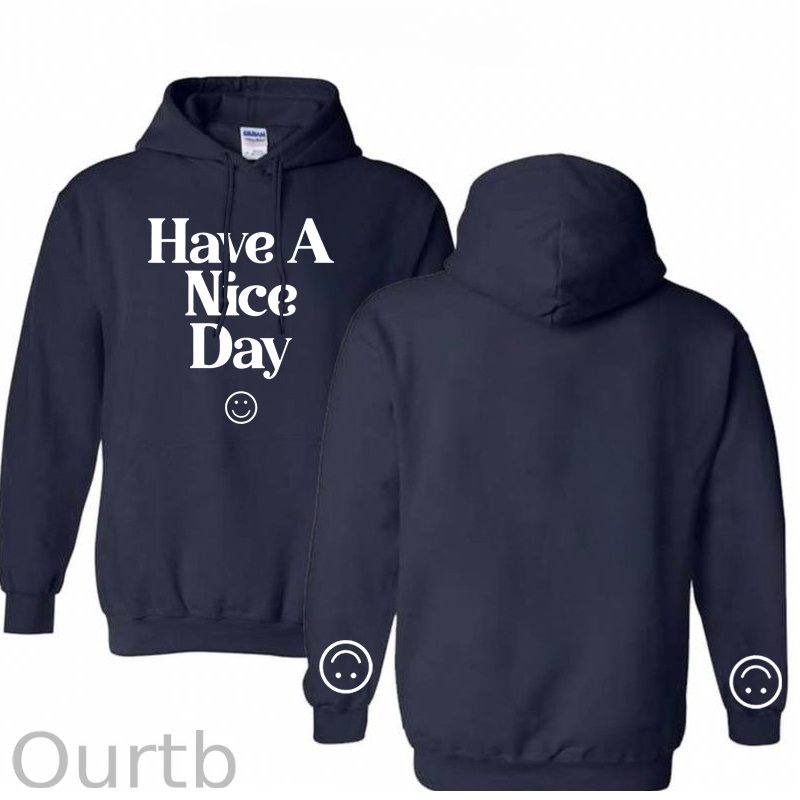 Have A Nice Day Smile  Pattern 100% 300g Cotton Classic Hoodie