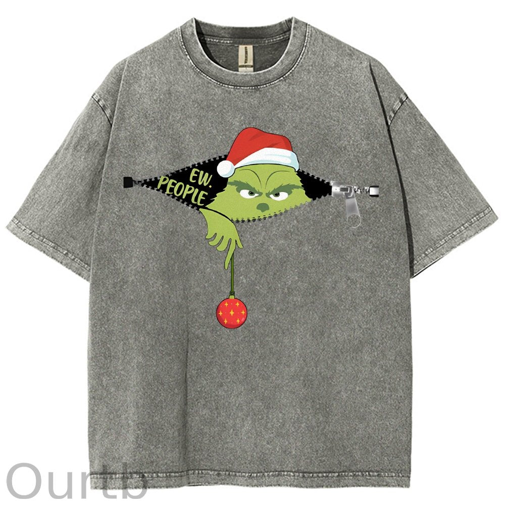 Unisex Christmas EW People Printed Washed Tee