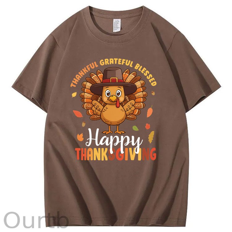 Happy Thanksgiving Pattern100% Cotton T-Shirt