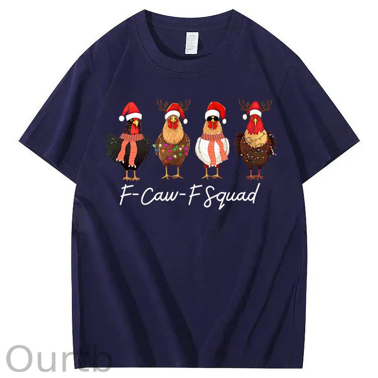 F-Caw-F Squad Chicken Christmas 100% Cotton T-Shirt