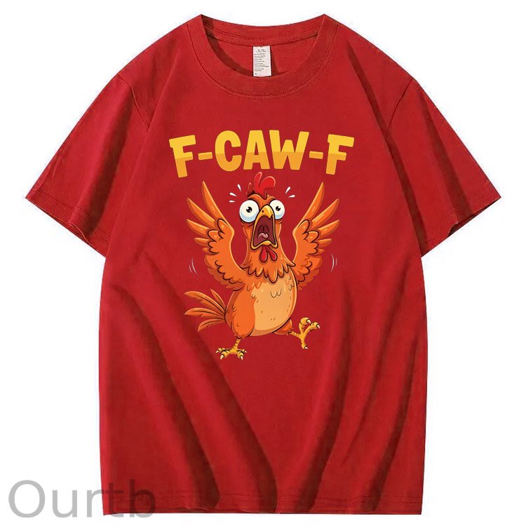 F-Caw-F Crazy Jumped Chicken Pattern100% Cotton T-Shirt