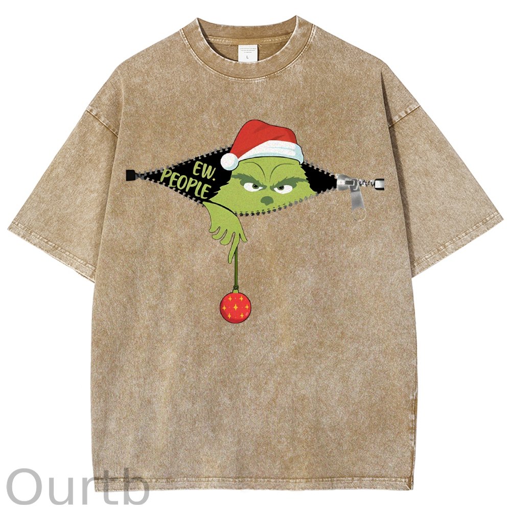 Unisex Christmas EW People Printed Washed Tee