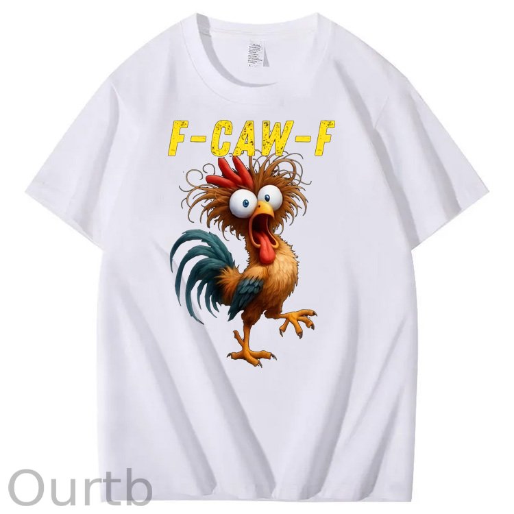F-Caw-F Crazy Chicken Pattern100% Cotton T-Shirt