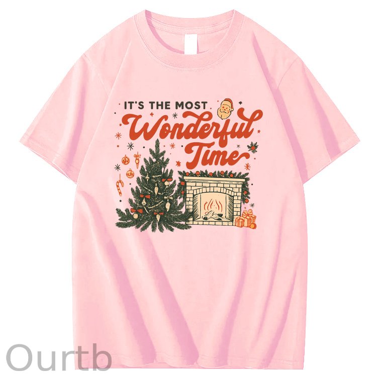Christmas Wonderful Time Pattern100% Cotton T-Shirt