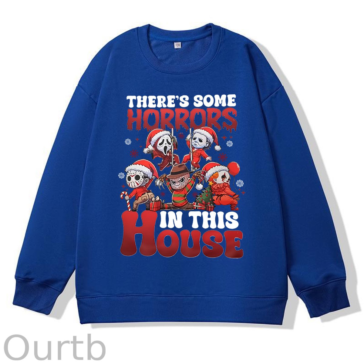 Christmas Horrors  Pattern 100% 300g Cotton Crew Neck Sweatshirt