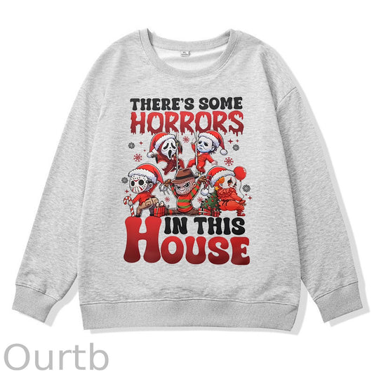 Christmas Horrors  Pattern 100% 300g Cotton Crew Neck Sweatshirt