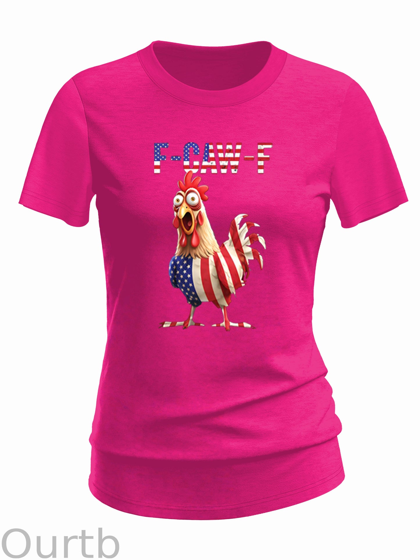 F-Caw-F Shocked American Chicken  Pattern 100% Cotton  T-Shirt