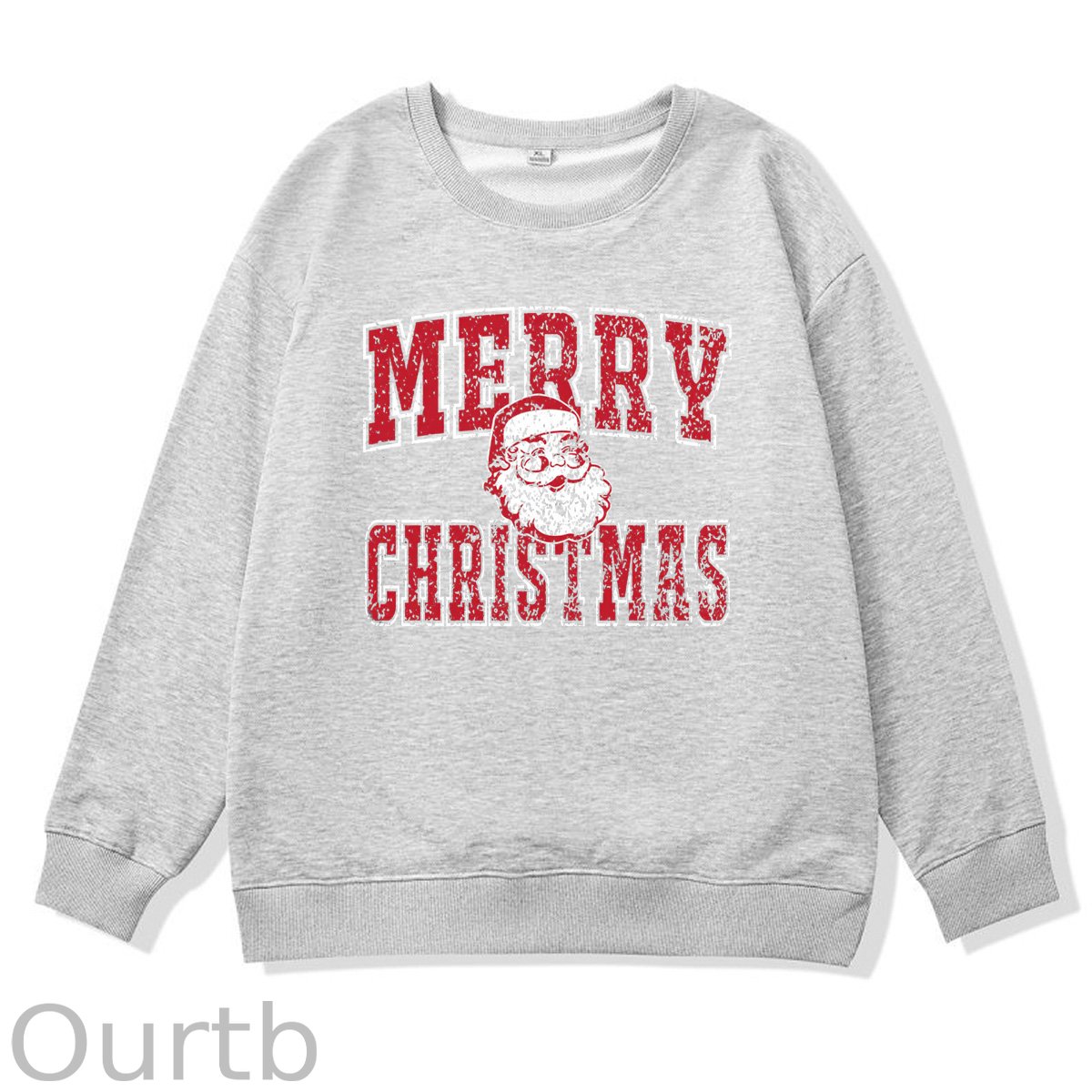 Merry Christmas Pattern 100% 300g CottonCrew Neck Sweatshirt