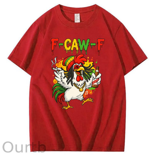 F-Caw-F What Beer Chicken Pattern100% Cotton T-Shirt