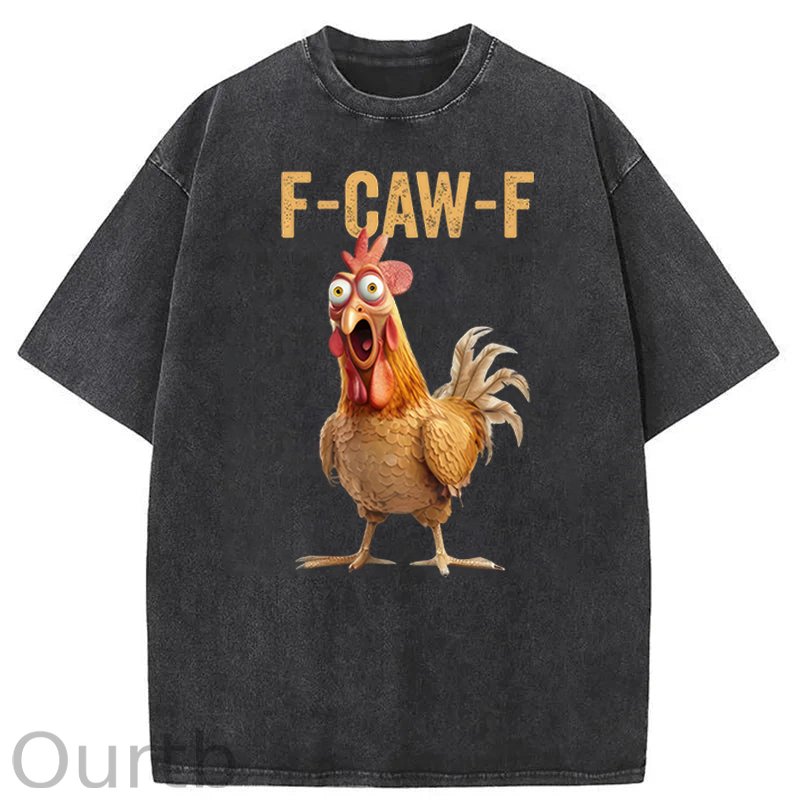 F-Caw-F Chicken Washed Cotton T-Shirt