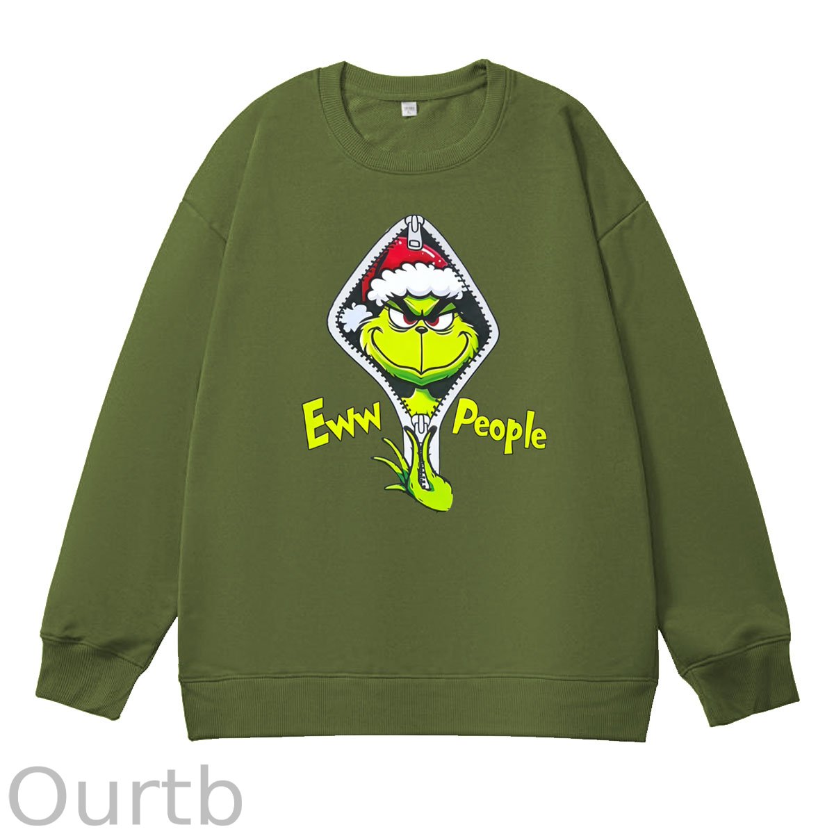 Christmas Eww People Pattern 100% 300g CottonCrew Neck Sweatshirt