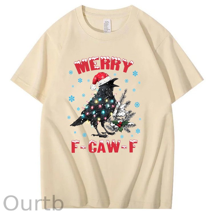 Christmas  Merry F-Caw-F  Pattern100% Cotton T-Shirt