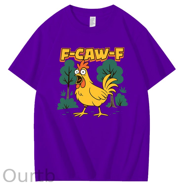 F-Caw-F Crazy Shock Chicken Pattern100% Cotton T-Shirt