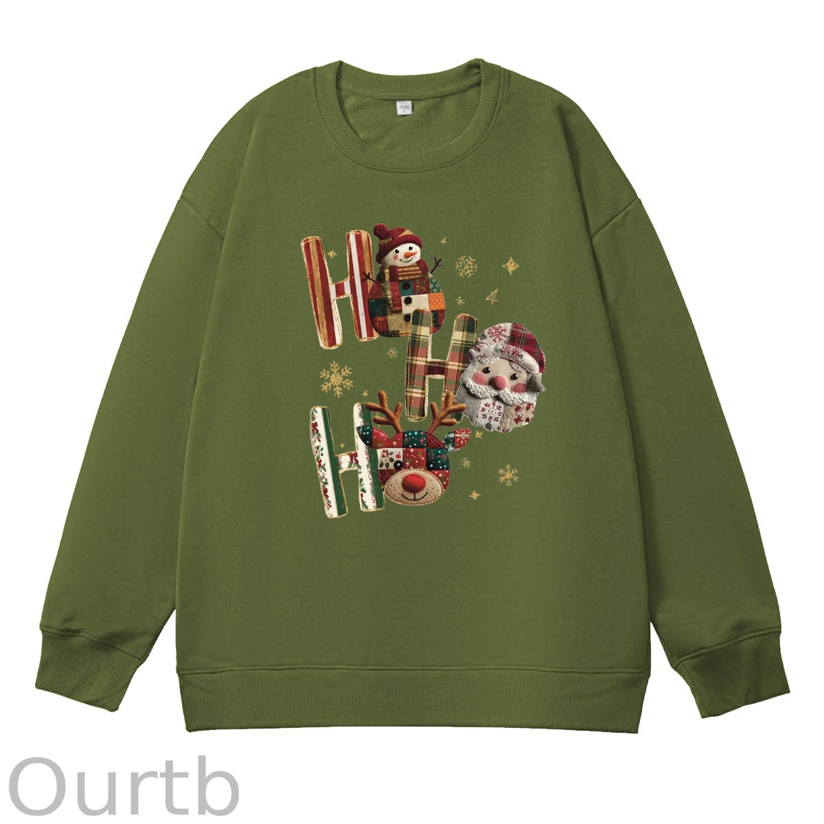 Christmas Ho Ho Ho  Pattern 100% 300g CottonCrew Neck Sweatshirt