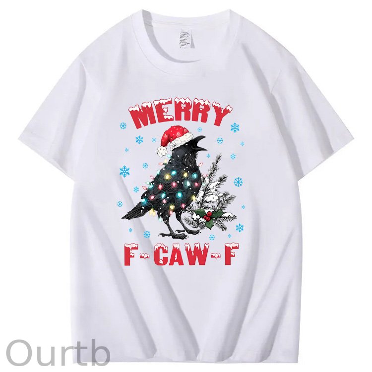 Christmas  Merry F-Caw-F  Pattern100% Cotton T-Shirt