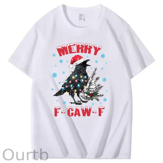Christmas  Merry F-Caw-F  Pattern100% Cotton T-Shirt