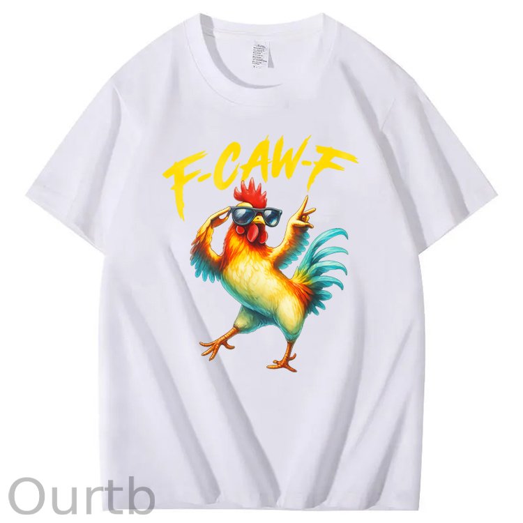 F-Caw-F Cool Chicken Pattern100% Cotton T-Shirt