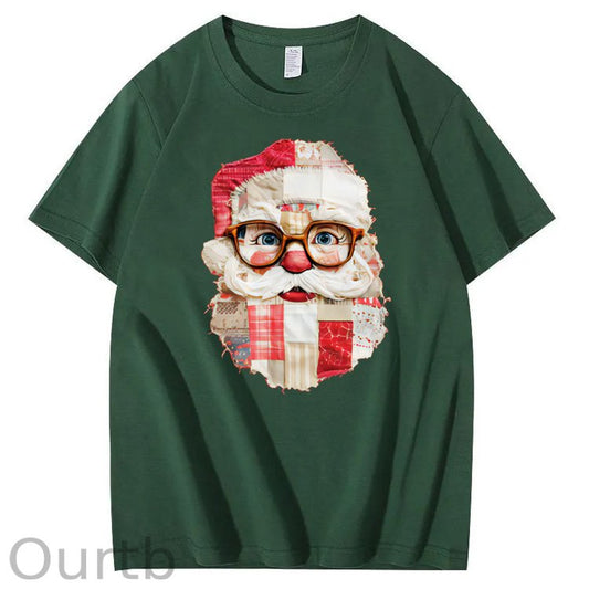 Christmas Vintage Santa Claus Pattern100% Cotton T-Shirt