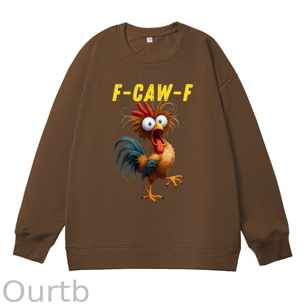 F-Caw-F Crazy Chicken Pattern 100% 300g CottonCrew Neck Sweatshirt