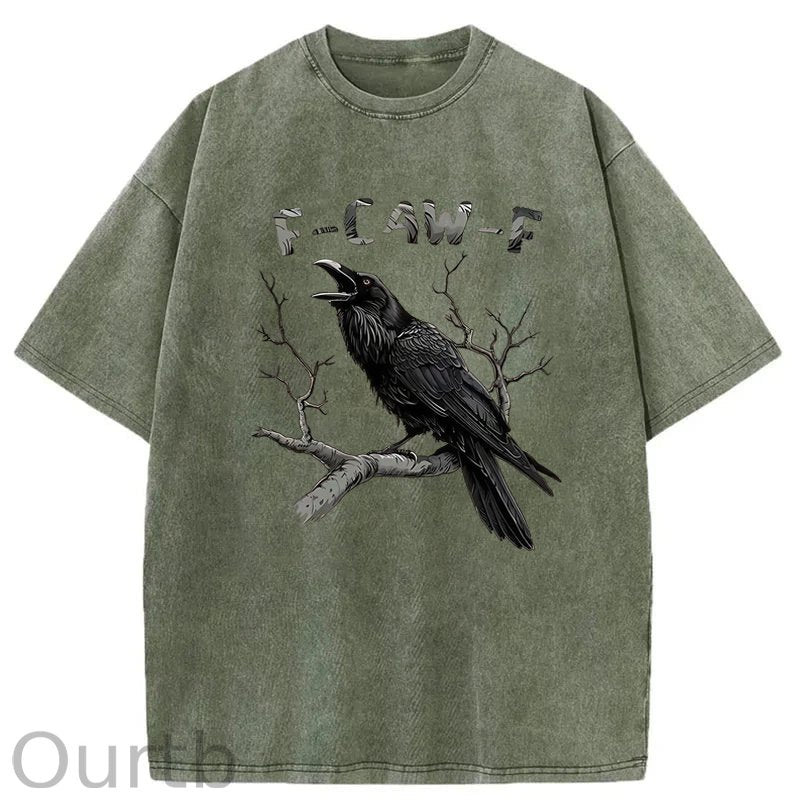 F-Caw-F Crow Washed Cotton T-Shirt
