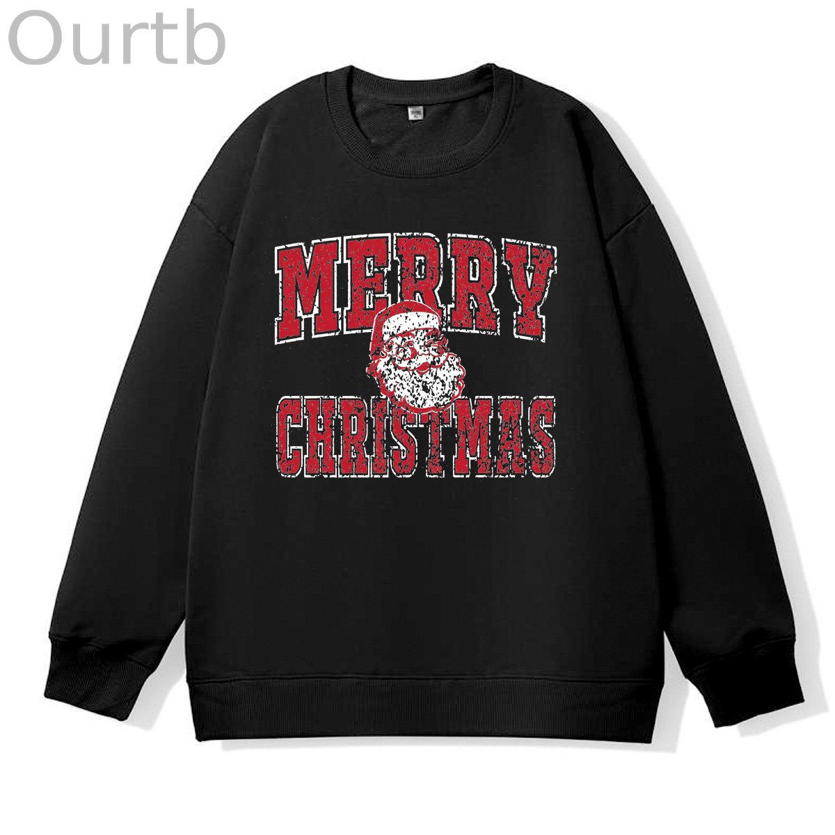 Merry Christmas Pattern 100% 300g CottonCrew Neck Sweatshirt