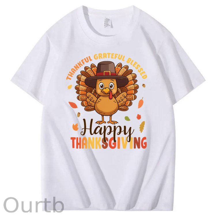 Happy Thanksgiving Pattern100% Cotton T-Shirt
