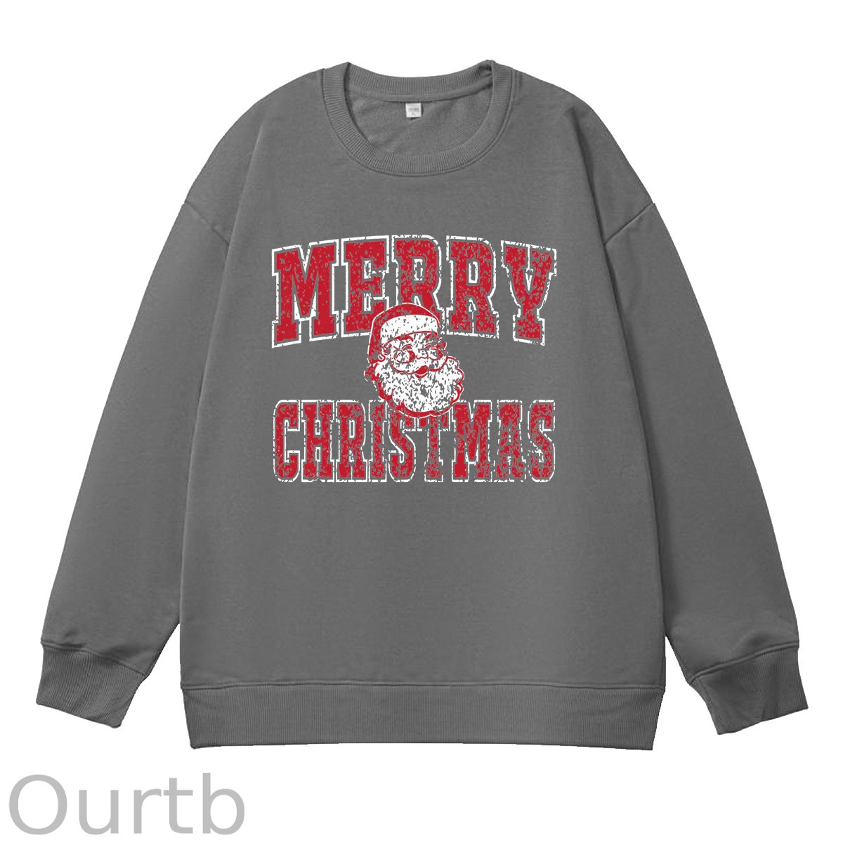 Merry Christmas Pattern 100% 300g CottonCrew Neck Sweatshirt