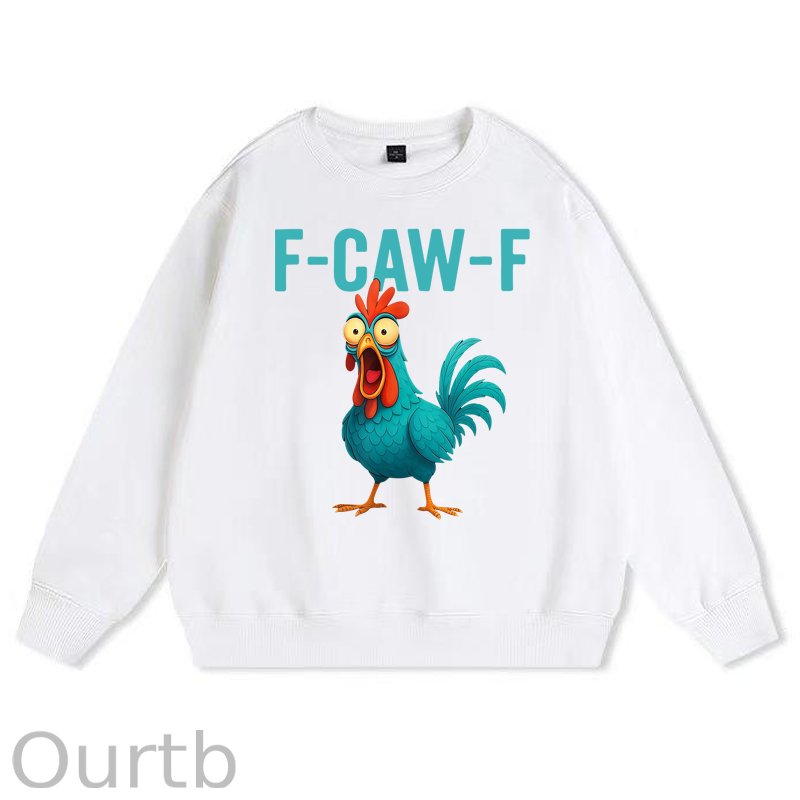 Funny Rooster Chicken F-Caw-F Chicken 100% Cotton Fleece Sweatshirt
