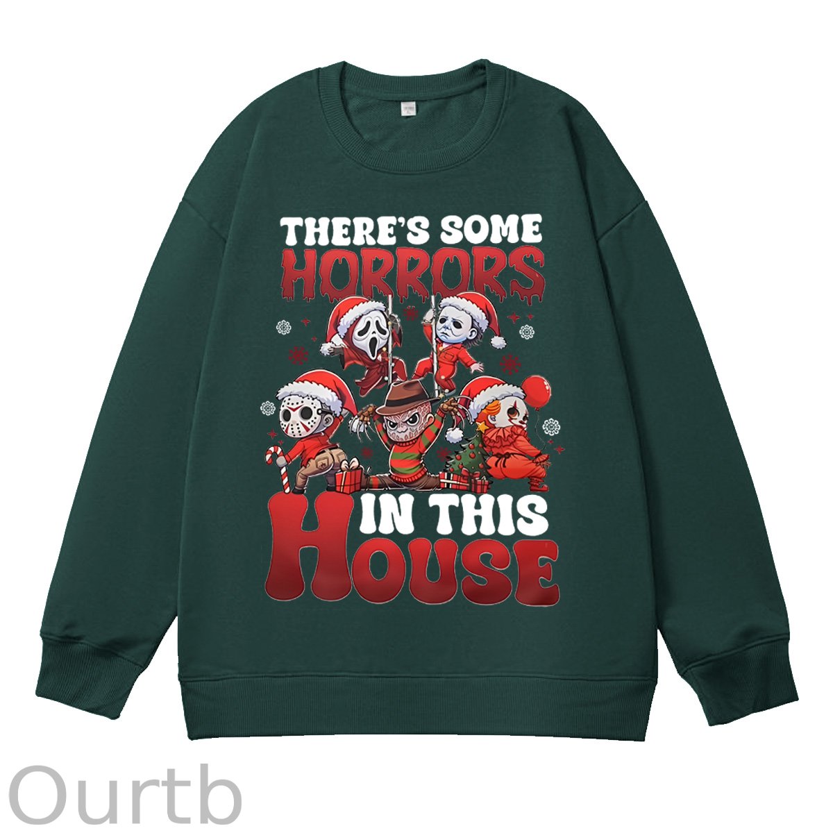 Christmas Horrors  Pattern 100% 300g Cotton Crew Neck Sweatshirt