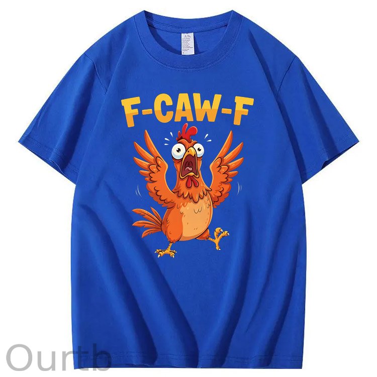 F-Caw-F Crazy Jumped Chicken Pattern100% Cotton T-Shirt