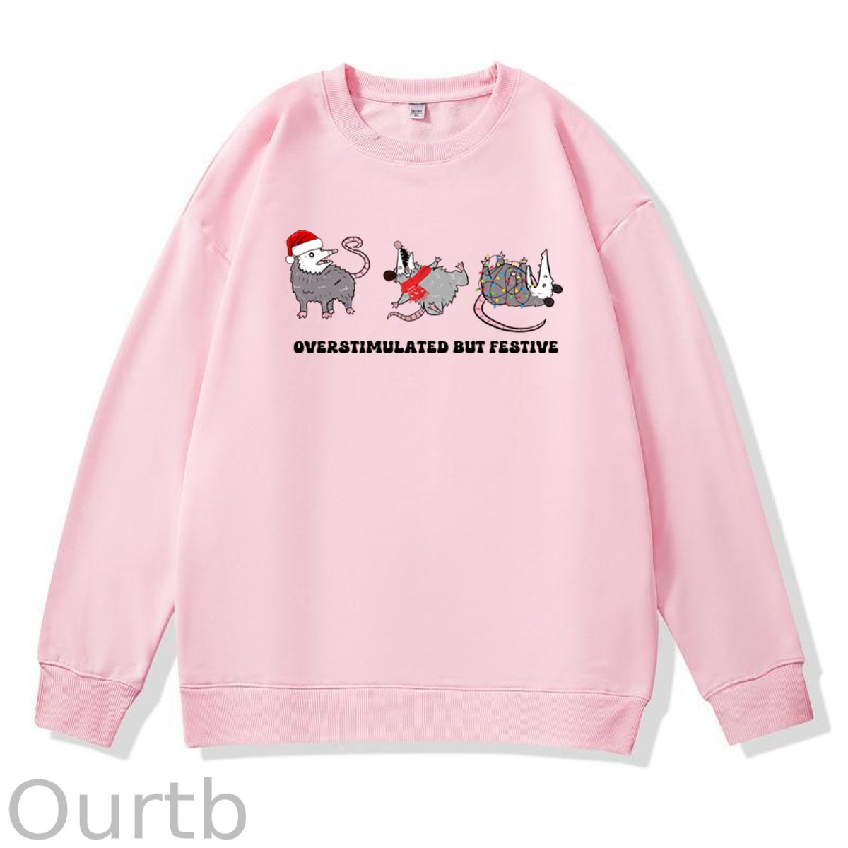 Christmas Overstimulated Festive Pattern 100% 300g CottonCrew Neck Sweatshirt