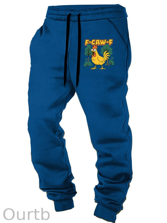 F-Caw-F Crazy  Shocked Chicken Pattern Print Casual  Casual Sweatpants