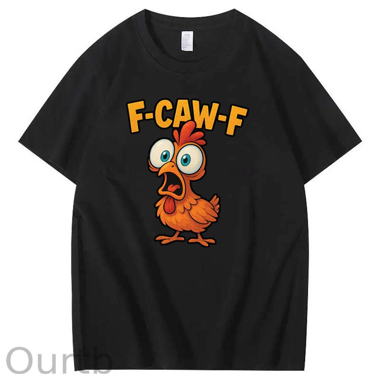 F-Caw-F Shock Chicken Pattern100% Cotton T-Shirt
