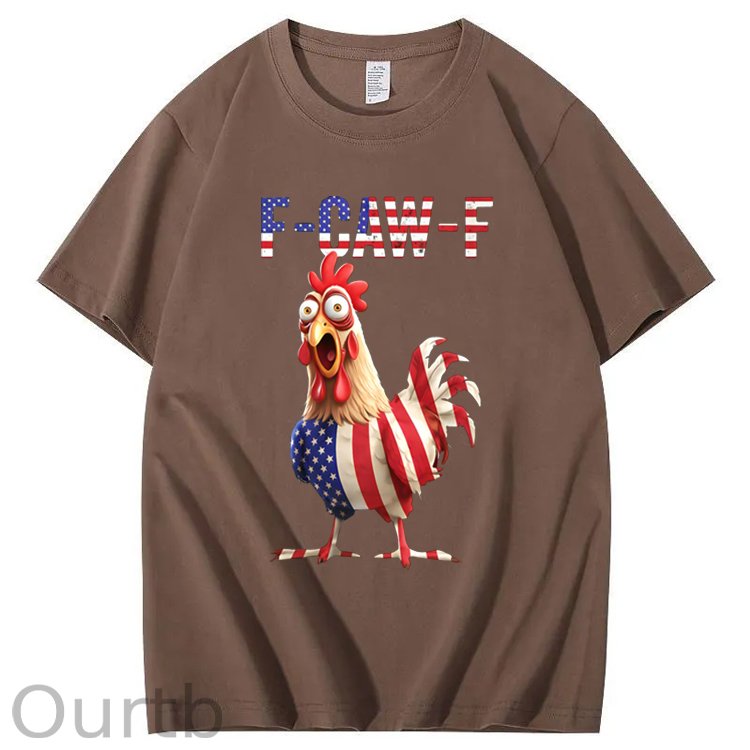 F-Caw-F America Flag Chicken  Pattern100% Cotton T-Shirt