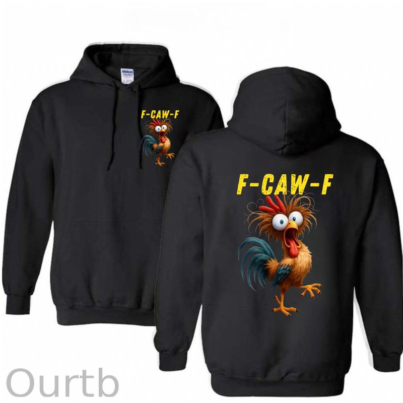F-Caw-F Crazy Chicken  Pattern 100% 300g Cotton Classic Hoodie