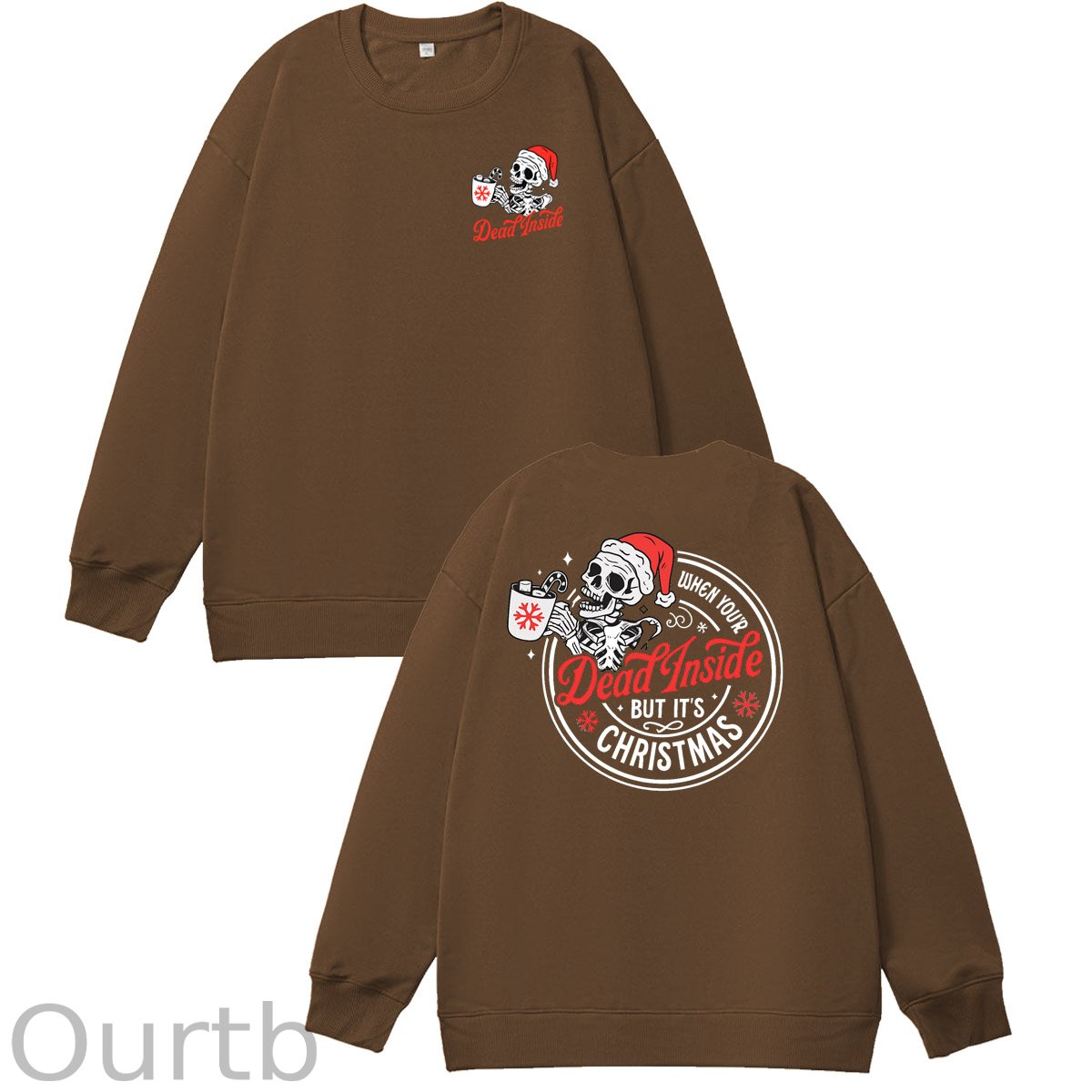 Christmas Dead inside Pattern  100% 300g CottonCrew Neck Sweatshirt