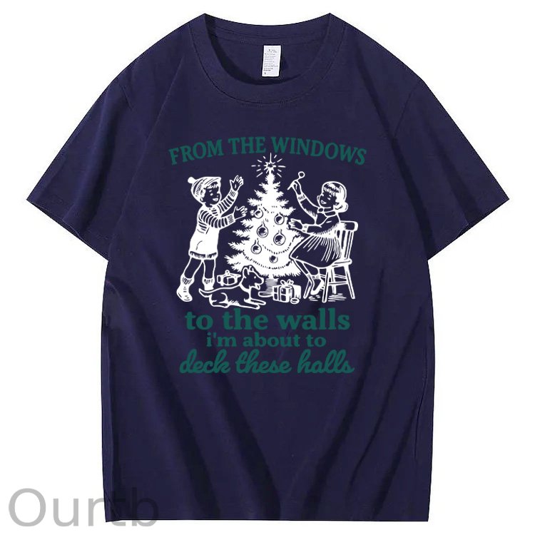 Christmas To The Walls  Pattern100% Cotton T-Shirt