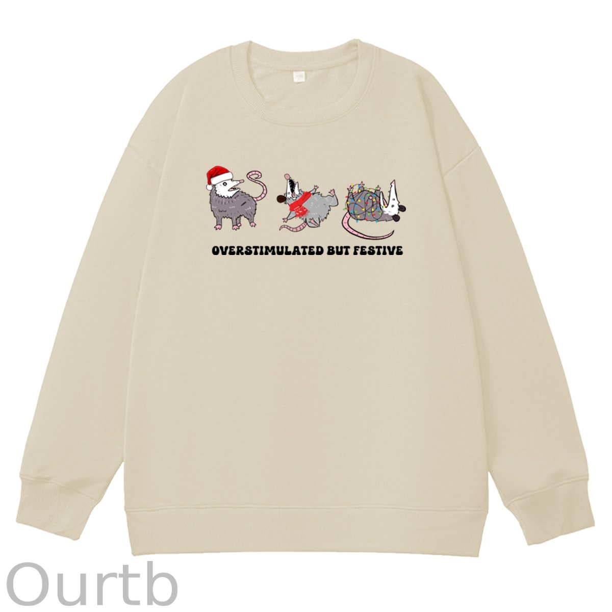 Christmas Overstimulated Festive Pattern 100% 300g CottonCrew Neck Sweatshirt