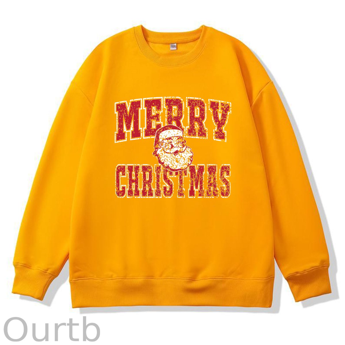 Merry Christmas Pattern 100% 300g CottonCrew Neck Sweatshirt