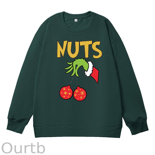 Christmas Couple Funny  Pattern 100% 300g CottonCrew Neck Sweatshirt
