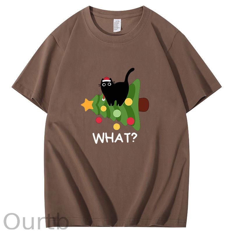 Black cat Christmas Tree T-Shirt