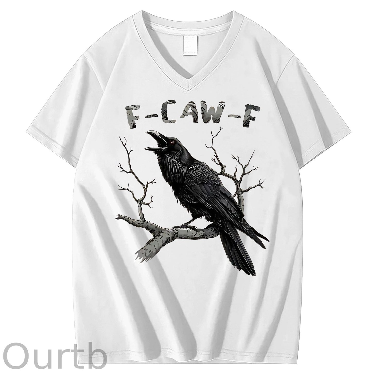 F-Caw-F Crow 100% Cotton V Neck T-Shirt