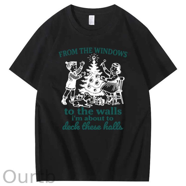 Christmas To The Walls  Pattern100% Cotton T-Shirt