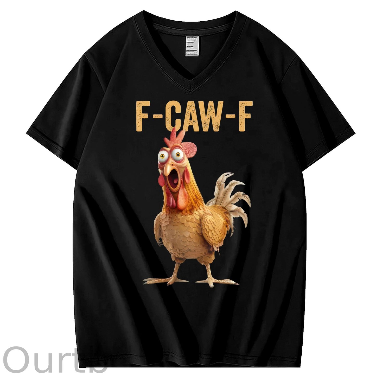 F-Caw-F Chicken 100% Cotton V Neck T-Shirt