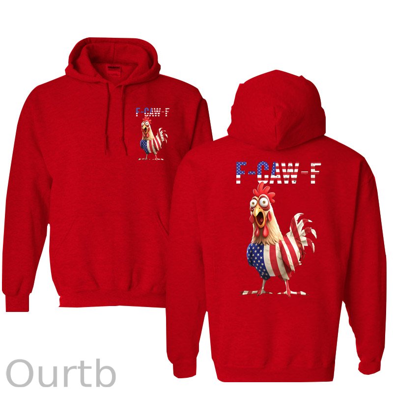 F-Caw-F Shocked American Chicken Pattern 100% 300g Cotton Classic Hoodie