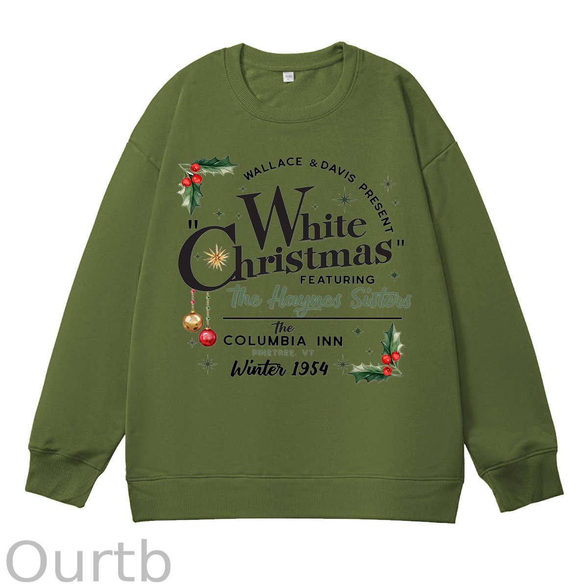 White Christmas Pattern 100% 300g CottonCrew Neck Sweatshirt